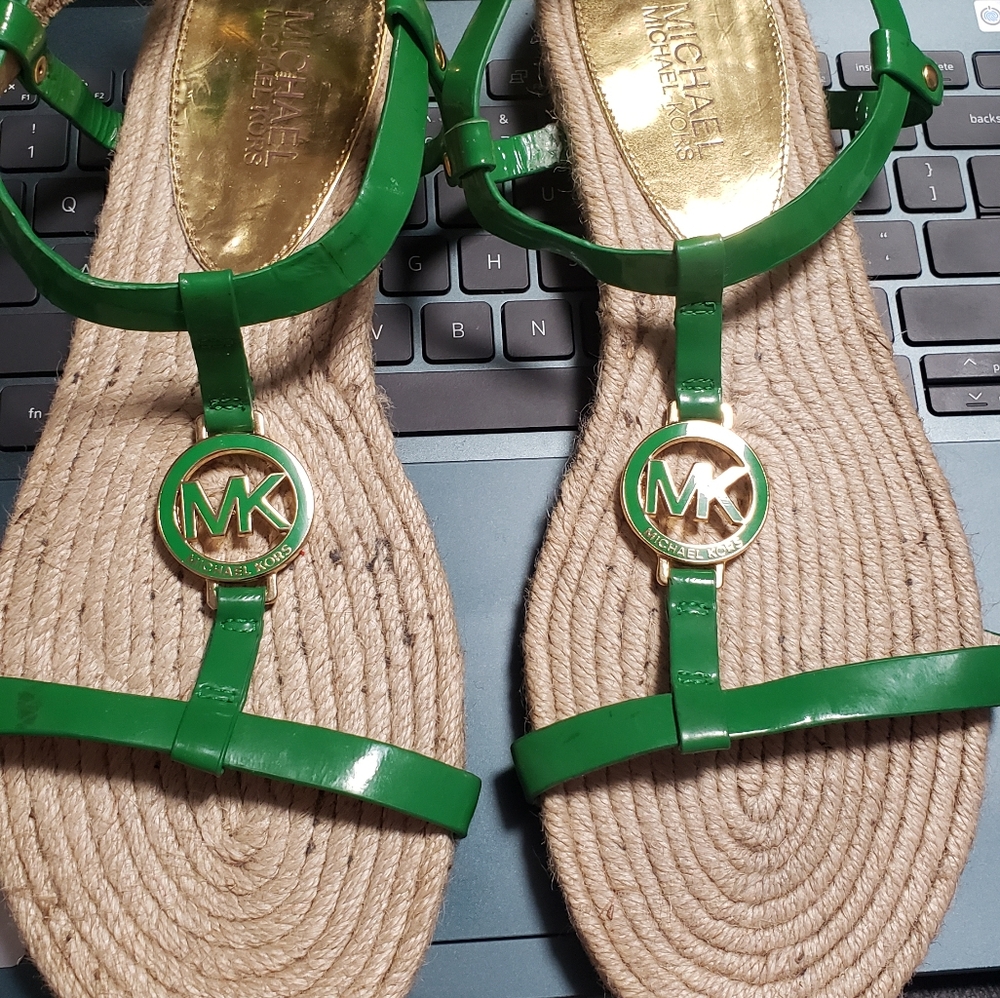 Michael Kor Green Patent Sandal